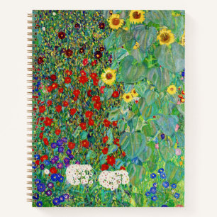 Gustav Klimt Farm Garden With Sunflowers Painting Notebook