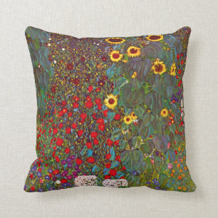 Gustav Klimt Farm Garden with Sunflowers Pillow