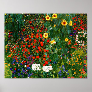 Gustav Klimt - Farm Garden with Sunflowers Poster