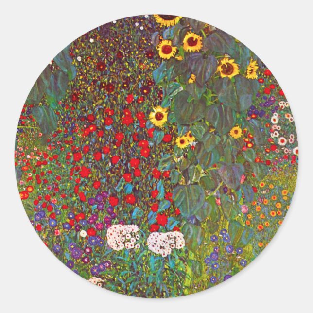 Gustav Klimt Farm Garden with Sunflowers Stickers (Front)