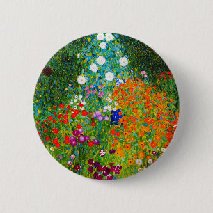 Gustav Klimt , "Farmhouse garden" 6 Cm Round Badge