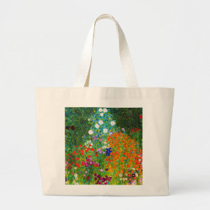 Gustav Klimt , "Farmhouse garden" Large Tote Bag