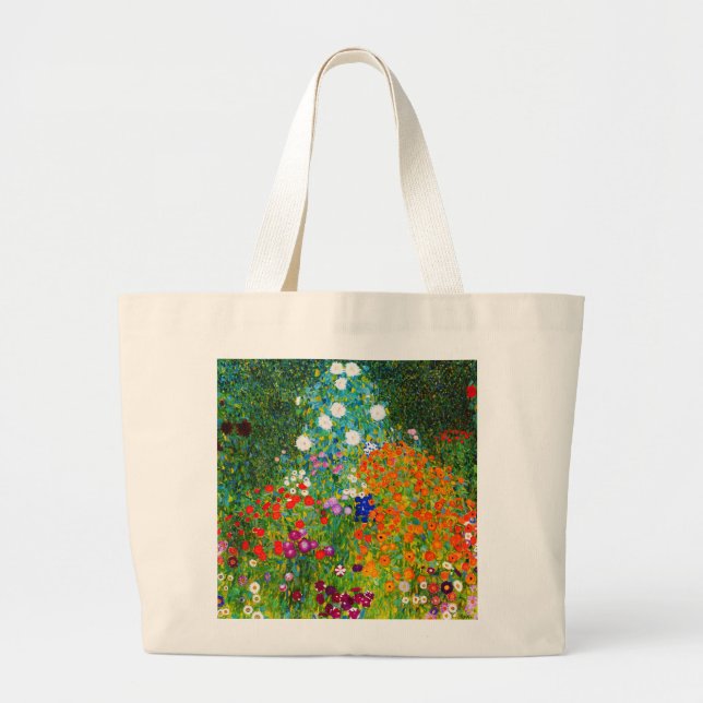 Gustav Klimt , "Farmhouse garden" Large Tote Bag (Front)