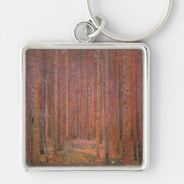 Gustav Klimt Fir Forest Tannenwald Red Trees Key Ring (Front)