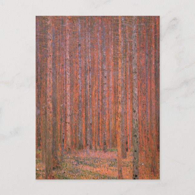 Gustav Klimt Fir Forest Tannenwald Red Trees Postcard (Front)