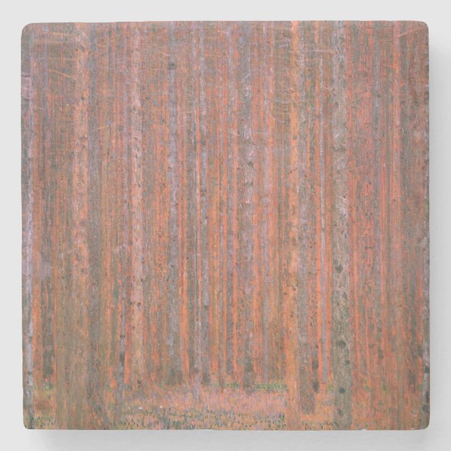 Gustav Klimt Fir Forest Tannenwald Red Trees Stone Coaster (Front)