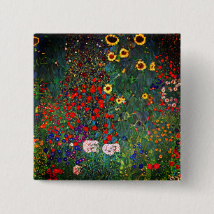 Gustav Klimt Flower Garden 15 Cm Square Badge