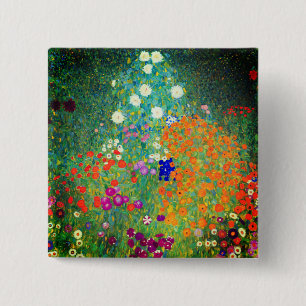 Gustav Klimt Flower Garden 15 Cm Square Badge
