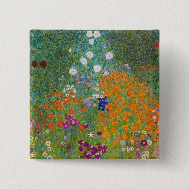 Gustav Klimt - Flower Garden 15 Cm Square Badge (Front)