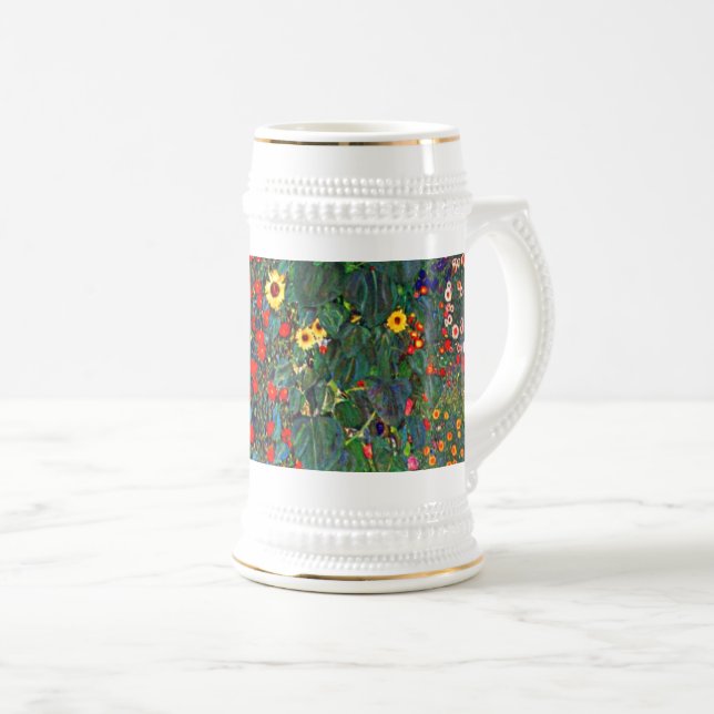 Gustav Klimt Flower Garden Beer Stein (Front Right)