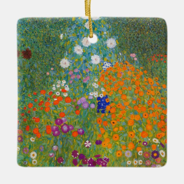 Gustav Klimt - Flower Garden Ceramic Ornament (Front)