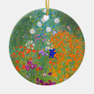 Gustav Klimt Flower Garden Ceramic Tree Decoration
