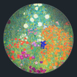 Gustav Klimt Flower Garden Classic Round Sticker<br><div class="desc">Stickers featuring Gustav Klimt’s oil painting Flower Garden (1906). A beautiful garden of purple,  red,  white,  blue,  and orange flowers. A great gift for fans of Art Nouveau and Austrian art.</div>