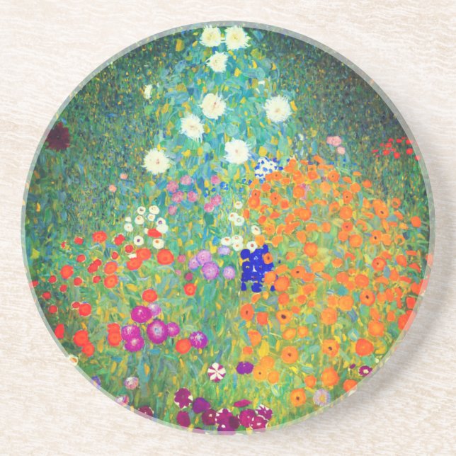 Gustav Klimt Flower Garden Coaster (Front)