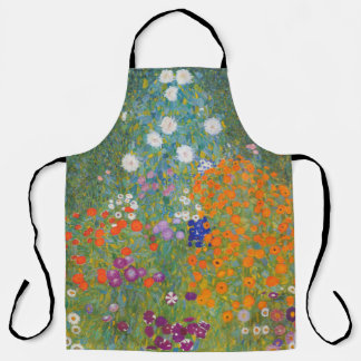 Gustav Klimt Flower Garden Cottage Nature Apron