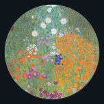 Gustav Klimt Flower Garden Cottage Nature Classic Round Sticker<br><div class="desc">A beautiful garden painting - this is a classic painting by Gustav Klimt,  called Cottage Garden,  or Bauergarten,  1907,  which is a close up of a flower garden,  a colourful floral painting.</div>