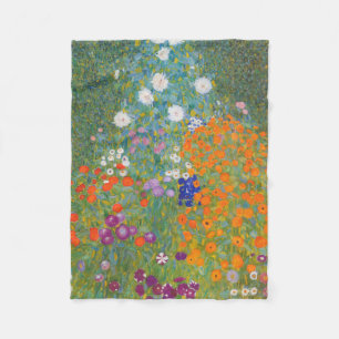Gustav Klimt Flower Garden Cottage Nature Fleece Blanket