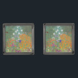 Gustav Klimt Flower Garden Cottage Nature Gunmetal Finish Cufflinks<br><div class="desc">A beautiful garden painting - this is a classic painting by Gustav Klimt,  called Cottage Garden,  or Bauergarten,  1907,  which is a close up of a flower garden,  a colourful floral painting.</div>