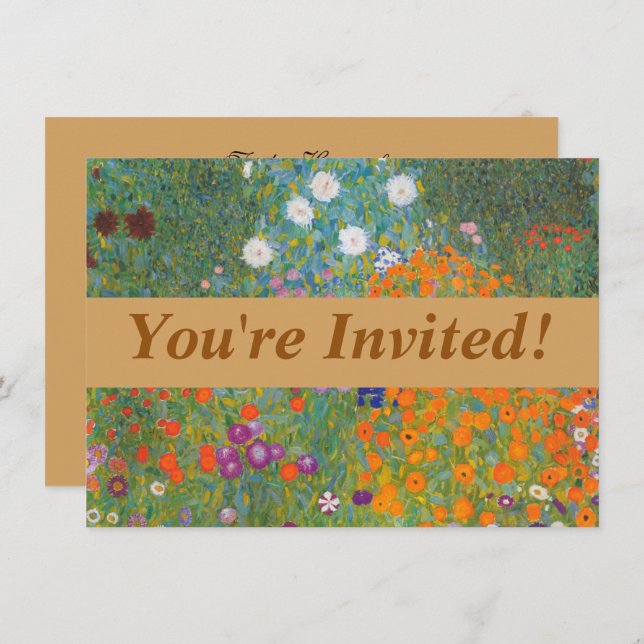 Gustav Klimt Flower Garden Cottage Nature Invitation (Front/Back)