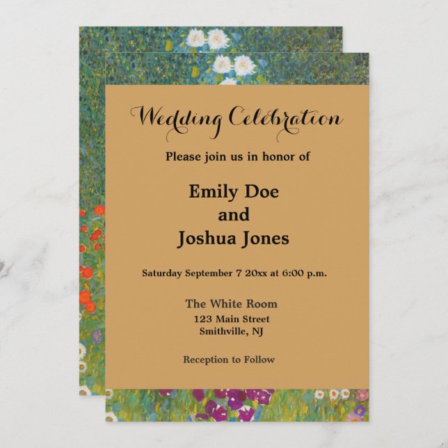 Gustav Klimt Flower Garden Cottage Nature Invitation (Front/Back)