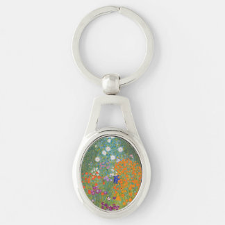 Gustav Klimt Flower Garden Cottage Nature Key Ring