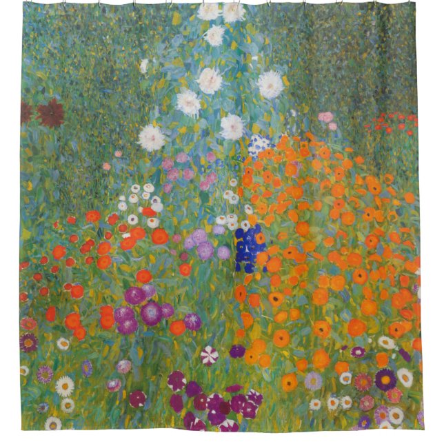 Gustav Klimt Flower Garden Cottage Nature Shower Curtain (Front)