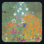 Gustav Klimt Flower Garden Cottage Nature Square Sticker<br><div class="desc">A beautiful garden painting - this is a classic painting by Gustav Klimt,  called Cottage Garden,  or Bauergarten,  1907,  which is a close up of a flower garden,  a colourful floral painting.</div>