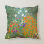 Gustav Klimt: Flower Garden Cushion<br><div class="desc">A beautiful classic pillow featuring a colourful flower garden,  painted by the Austrian symbolist painter Gustav Klimt.</div>