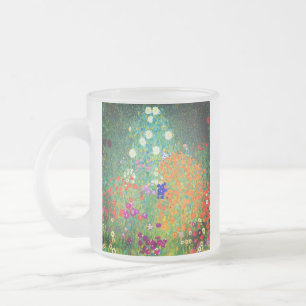 Gustav Klimt Flower Garden Frosted Glass Coffee Mug