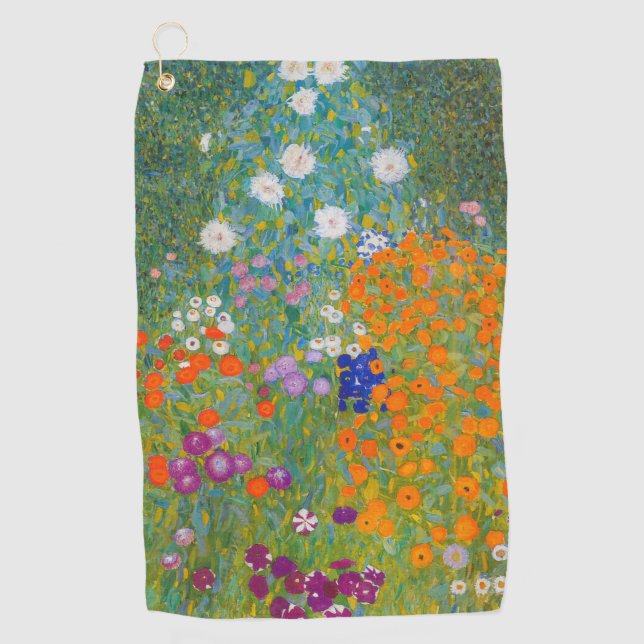 Gustav Klimt - Flower Garden Golf Towel (Front)