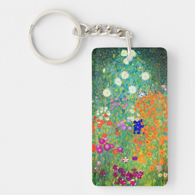 Gustav Klimt Flower Garden Key Ring (Front)