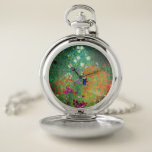 Gustav Klimt Flower Garden Pocket Watch<br><div class="desc">Pocket Watch featuring Gustav Klimt’s oil painting Flower Garden (1906). A beautiful garden of purple,  red,  white,  blue,  and orange flowers. A great gift for fans of Art Nouveau and Austrian art.</div>