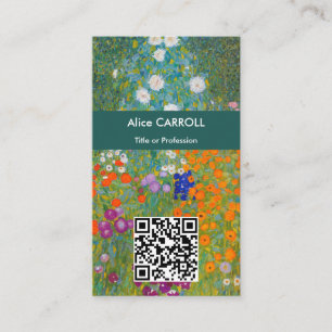 Gustav Klimt - Flower Garden - QR Code Business Card
