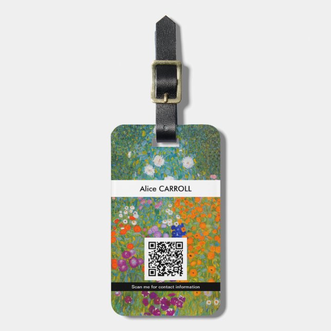 Gustav Klimt - Flower Garden - QR Code Luggage Tag (Front Vertical)