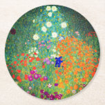 Gustav Klimt Flower Garden Round Paper Coaster<br><div class="desc">Paper Coasters featuring Gustav Klimt’s oil painting Flower Garden (1906). A beautiful garden of purple,  red,  white,  blue,  and orange flowers. A great gift for fans of Art Nouveau and Austrian art.</div>