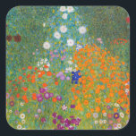 Gustav Klimt - Flower Garden Square Sticker<br><div class="desc">Flower Garden - Gustav Klimt in 1905-1907</div>