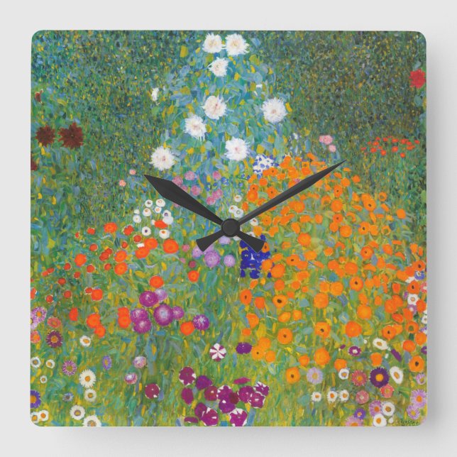 Gustav Klimt: Flower Garden Square Wall Clock (Front)