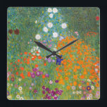 Gustav Klimt: Flower Garden Square Wall Clock<br><div class="desc">A beautiful classic wall clock featuring a colourful flower garden,  painted by the Austrian symbolist painter Gustav Klimt.</div>