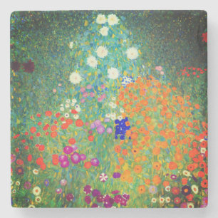 Gustav Klimt Flower Garden Stone Coaster