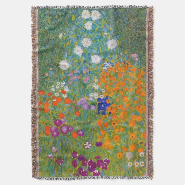 Gustav Klimt - Flower Garden Throw Blanket (Front Vertical)