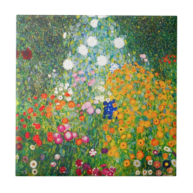 Gustav Klimt Flower Garden Tile (Front)