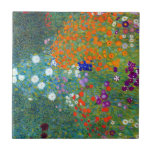 Gustav Klimt Flower Garden Tile<br><div class="desc">A cottage or farmhouse flower garden as painted by Gustav Klimt.</div>