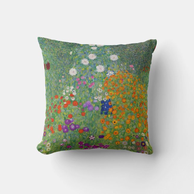 Gustav Klimt Flower Garden Vintage Art Nouveau Cushion (Front)
