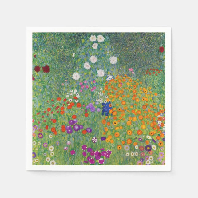 Gustav Klimt Flower Garden Vintage Art Nouveau Napkin (Front)
