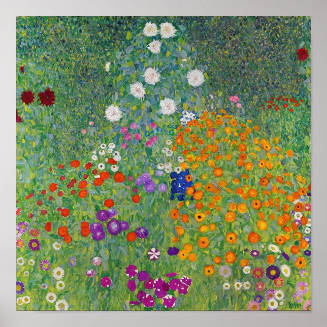Gustav Klimt Flower Garden Vintage Art Nouveau Poster (Front)