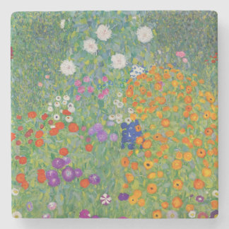 Gustav Klimt Flower Garden Vintage Art Nouveau Stone Coaster
