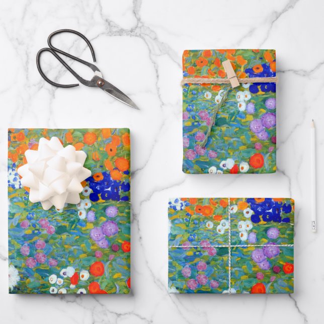 Gustav Klimt Flower Garden Wrapping Paper (Front)