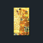 Gustav Klimt Fulfilment Canvas Poster<br><div class="desc">Gustav Klimt Fulfilment canvas poster. Frieze from 1909. Completed during Klimt’s golden phase, Fulfilment features an embracing couple holding each other beneath a multi-patterned quilt featuring spirals, eyes, birds, fish and other shapes. The background of the work features the same bronze spirals that would adorn the artist’s renowned Tree of...</div>