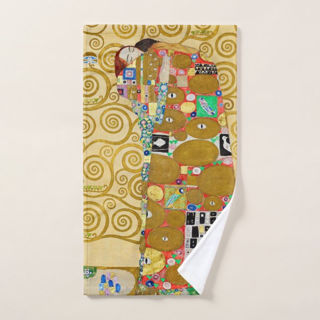Gustav Klimt Fulfilment Nouveau Couple Bath Towel Set (Hand Towel)