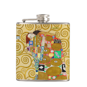 Gustav Klimt Fulfilment Nouveau Couple Hip Flask